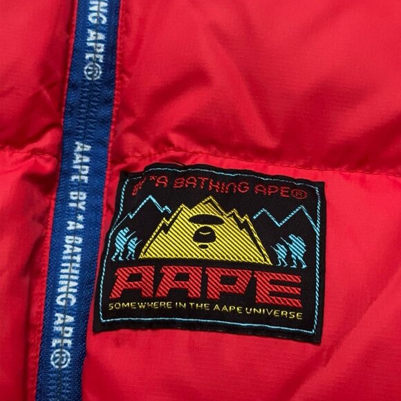 Bathing Ape Bape Aape Jacket Mens M Puffer Down Feather Reversible Camo Red - Picture 10 of 10